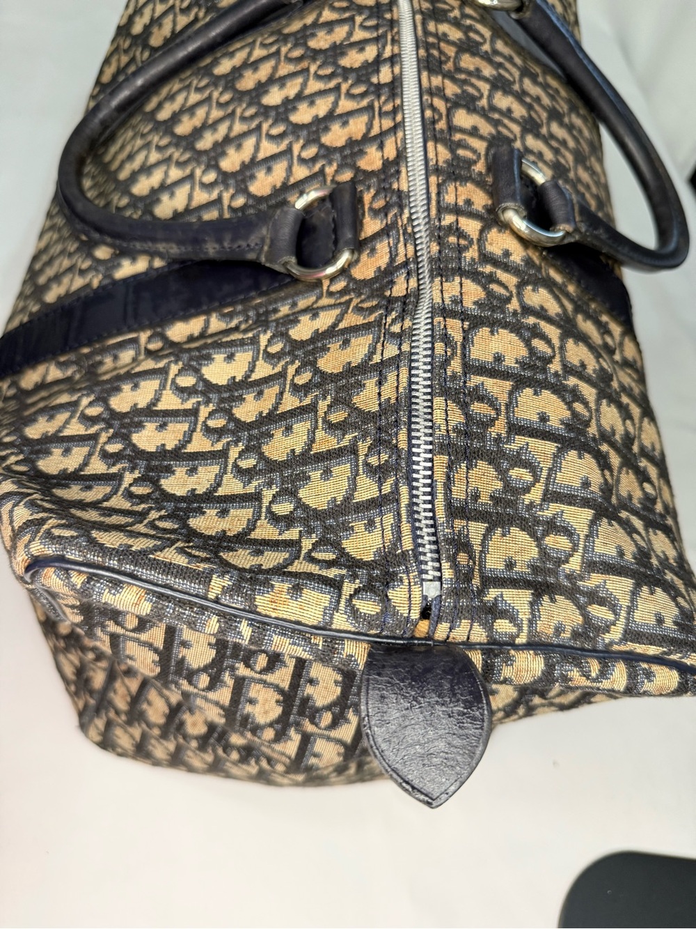 Dior Beige and Navy Trotter Monogram Duffel Bag 45 - Picture 9 of 13
